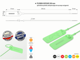 plomba plastikowa, plomba zabezpieczająca HUSSAR 200 mm zielona