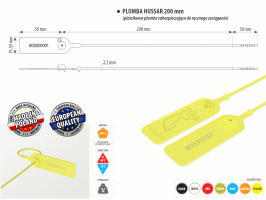 plomba plastikowa, plomba zabezpieczająca HUSSAR 200 mm żółta