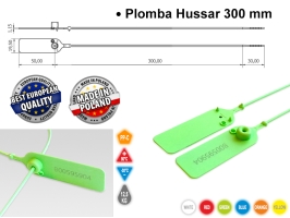 plomba plastikowa, plomba zabezpieczająca HUSSAR 300 mm w kolorze zielonym