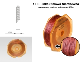 plomba linkowa, plomba zabezpieczająca HE Linka stalowa w czerwonej powłoce polimerowej