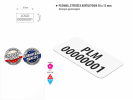 plomba naklejkowa, plomba zabezpieczająca, etykieta akrylitowa 35x15mm HS 052