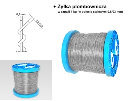 żyłka plombownicza w szpuli 1kg (w oplocie stalowym 0,6 / 0,3 mm)